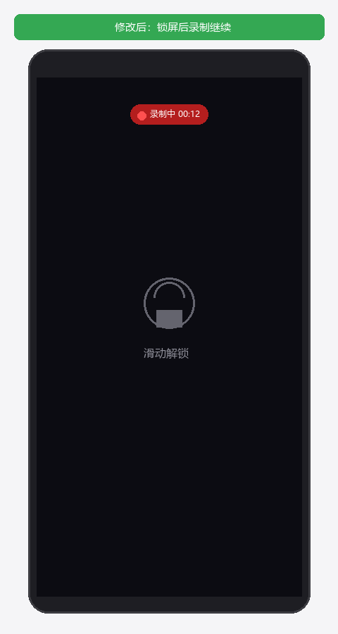 修改后：锁屏后录制继续